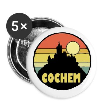 Reichsburg Cochem - Buttons groß 56 mm (5er Pack) - Weiß - Vorne