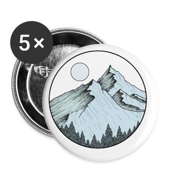 logo montagne bleue - Lot de 5 grands badges (56 mm) - blanc - Devant