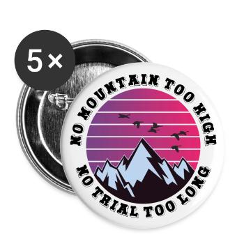 No mountain too high, no trail too long - Buttons large 2.2''/56 mm (5-pack) - white - Front