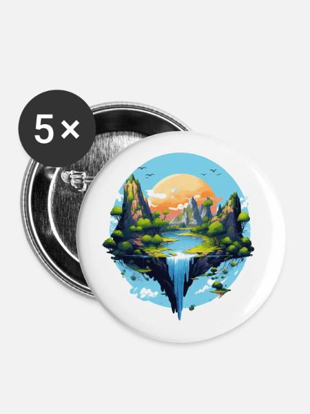 Landschaft - Buttons groß 56 mm (5er Pack) - Weiß