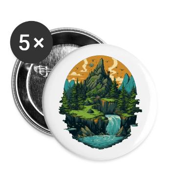 Paysage - Lot de 5 grands badges (56 mm) - blanc - Devant