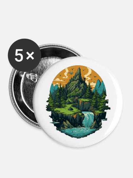 Landschaft - Buttons groß 56 mm (5er Pack) - Weiß