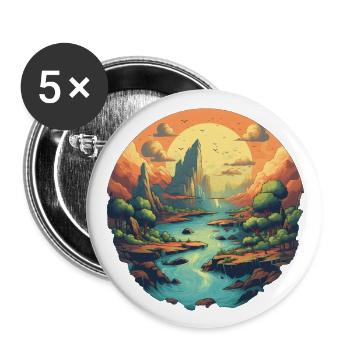 Paysage - Lot de 5 grands badges (56 mm) - blanc - Devant