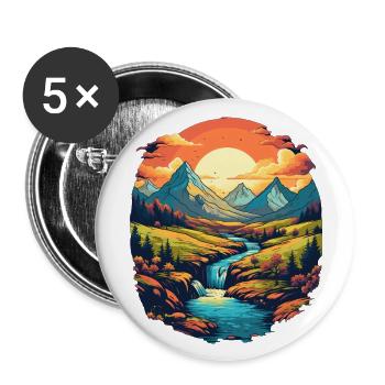 Paysage - Lot de 5 grands badges (56 mm) - blanc - Devant