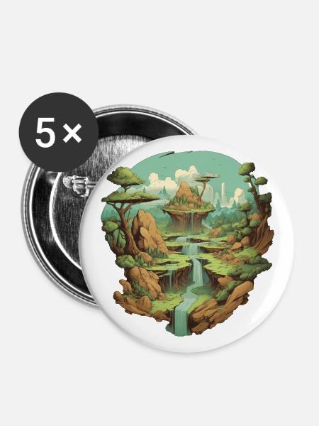 Landschaft - Buttons groß 56 mm (5er Pack) - Weiß