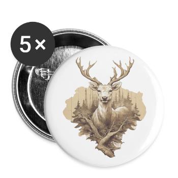 Cerf - Lot de 5 grands badges (56 mm) - blanc - Devant