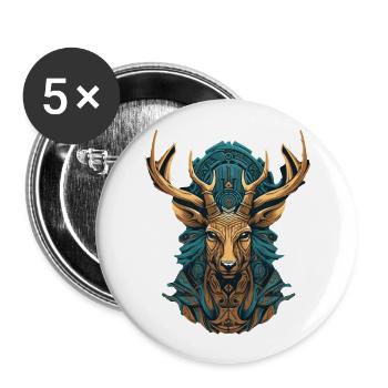Cerf - Lot de 5 grands badges (56 mm) - blanc - Devant