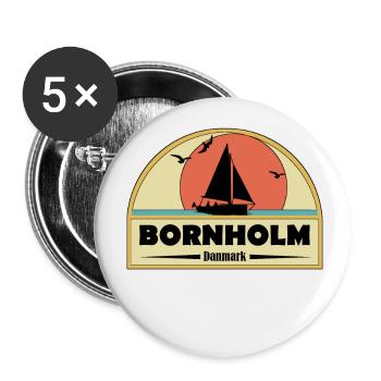 Bornholm Segelboot - Buttons groß 56 mm (5er Pack) - Weiß - Vorne