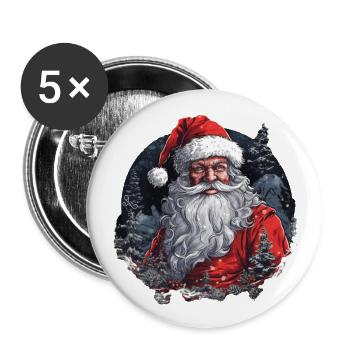 Weihnachtsmann - Buttons groß 56 mm (5er Pack) - Weiß - Vorne