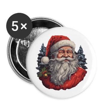 Weihnachtsmann - Buttons groß 56 mm (5er Pack) - Weiß - Vorne