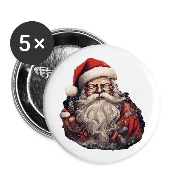 Weihnachtsmann - Buttons groß 56 mm (5er Pack) - Weiß - Vorne