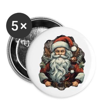 Weihnachtsmann - Buttons groß 56 mm (5er Pack) - Weiß - Vorne