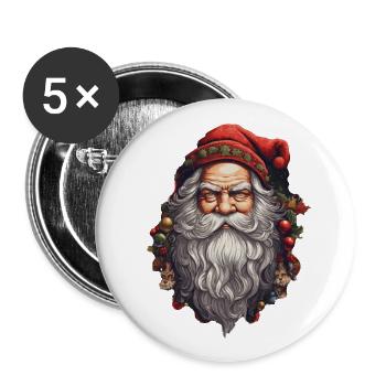 Weihnachtsmann - Buttons groß 56 mm (5er Pack) - Weiß - Vorne