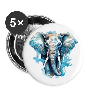 Elephant - Buttons large 2.2''/56 mm (5-pack) - white - Front