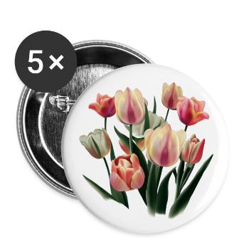 Tulip flowers - Realism - Buttons large 2.2''/56 mm (5-pack) - white - Front