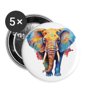 Elephant - Buttons large 2.2''/56 mm (5-pack) - white - Front