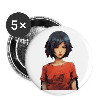 Anime Girl - Lot de 5 grands badges (56 mm) - blanc - Devant
