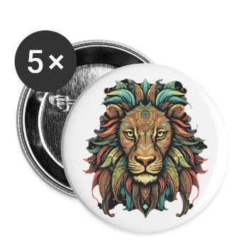 Lion - Buttons large 2.2''/56 mm (5-pack) - white - Front