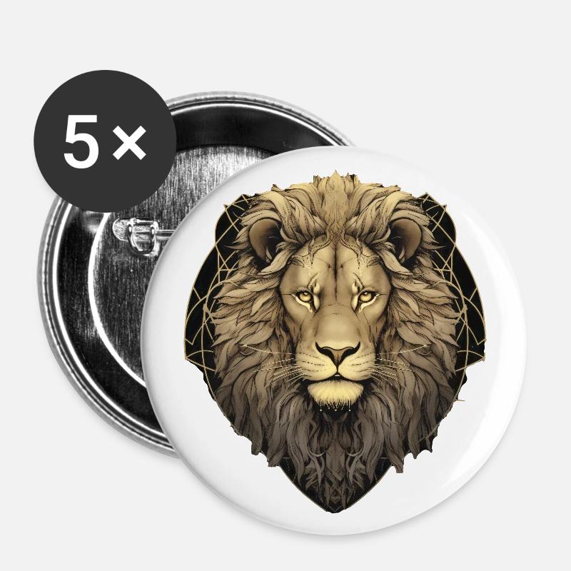 Lion - Buttons large 2.2''/56 mm (5-pack) - white