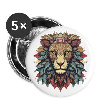 Lion - Buttons large 2.2''/56 mm (5-pack) - white - Front