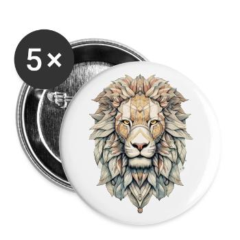 Lion - Buttons large 2.2''/56 mm (5-pack) - white - Front