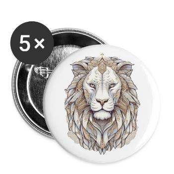 Lion - Buttons large 2.2''/56 mm (5-pack) - white - Front