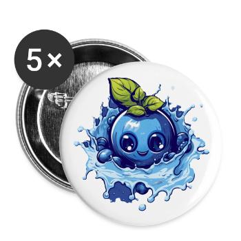 Blaubeere - Buttons groß 56 mm (5er Pack) - Weiß - Vorne