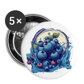 Blaubeere - Buttons groß 56 mm (5er Pack) - Weiß - Vorne
