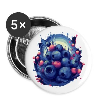 Blaubeere - Buttons groß 56 mm (5er Pack) - Weiß - Vorne