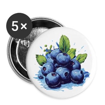 Blaubeere - Buttons groß 56 mm (5er Pack) - Weiß - Vorne