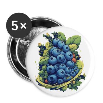 Blaubeere - Buttons groß 56 mm (5er Pack) - Weiß - Vorne