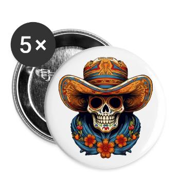 Cinco de Mayo Skull - Buttons large 2.2''/56 mm (5-pack) - white - Front