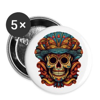 Cinco de Mayo Skull - Buttons large 2.2''/56 mm (5-pack) - white - Front