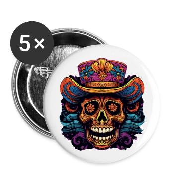 Cinco de Mayo Skull - Buttons large 2.2''/56 mm (5-pack) - white - Front
