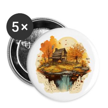 Herbstliche Landschaft - Buttons groß 56 mm (5er Pack) - Weiß - Vorne