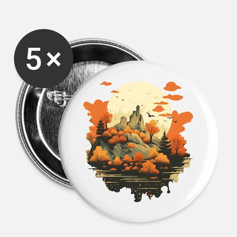Autumnal landscape - Buttons large 2.2''/56 mm (5-pack) - white