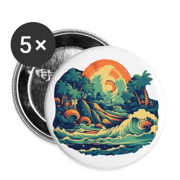 Strand - Buttons groß 56 mm (5er Pack) - Weiß - Vorne