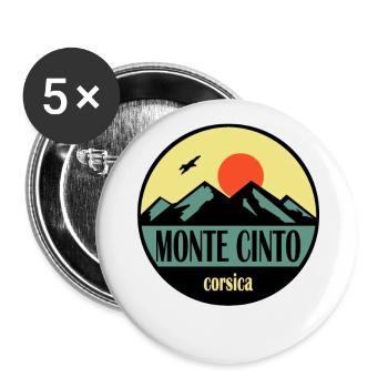 Monte Cinto Korsika - Buttons groß 56 mm (5er Pack) - Weiß - Vorne
