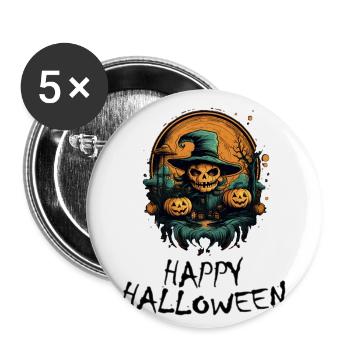 Halloween - Happy Halloween - Buttons groß 56 mm (5er Pack) - Weiß - Vorne