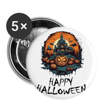 Halloween - Happy Halloween - Buttons groß 56 mm (5er Pack) - Weiß - Vorne