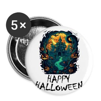 Halloween - Happy Halloween - Buttons groß 56 mm (5er Pack) - Weiß - Vorne