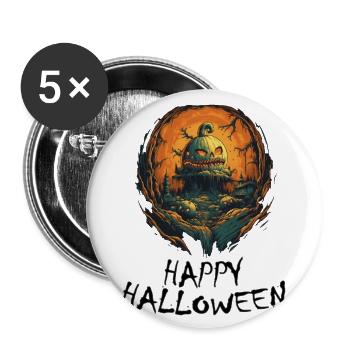 Halloween - Happy Halloween - Buttons groß 56 mm (5er Pack) - Weiß - Vorne