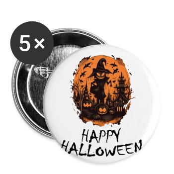 Halloween - Happy Halloween - Buttons groß 56 mm (5er Pack) - Weiß - Vorne