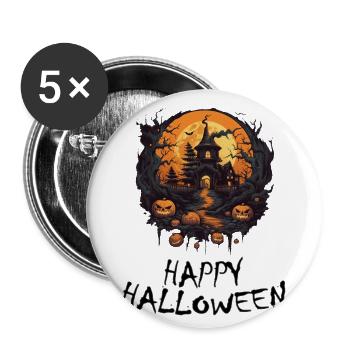 Halloween - Happy Halloween - Buttons groß 56 mm (5er Pack) - Weiß - Vorne