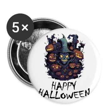 Halloween - Happy Halloween - Buttons groß 56 mm (5er Pack) - Weiß - Vorne
