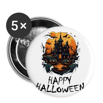 Halloween - Happy Halloween - Buttons groß 56 mm (5er Pack) - Weiß - Vorne