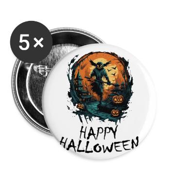 Halloween - Happy Halloween - Buttons groß 56 mm (5er Pack) - Weiß - Vorne