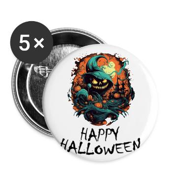 Halloween - Happy Halloween - Buttons groß 56 mm (5er Pack) - Weiß - Vorne