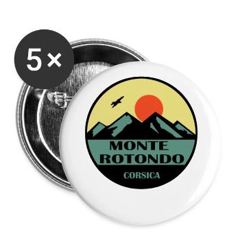 Monte Rotondo Korsika - Buttons groß 56 mm (5er Pack) - Weiß - Vorne