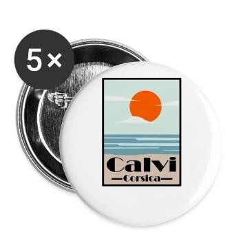 Calvi Corse - Lot de 5 grands badges (56 mm) - blanc - Devant